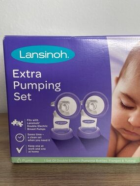 Lansinoh Extra Pumping Set For Double Electric Breast Pumps NEW .